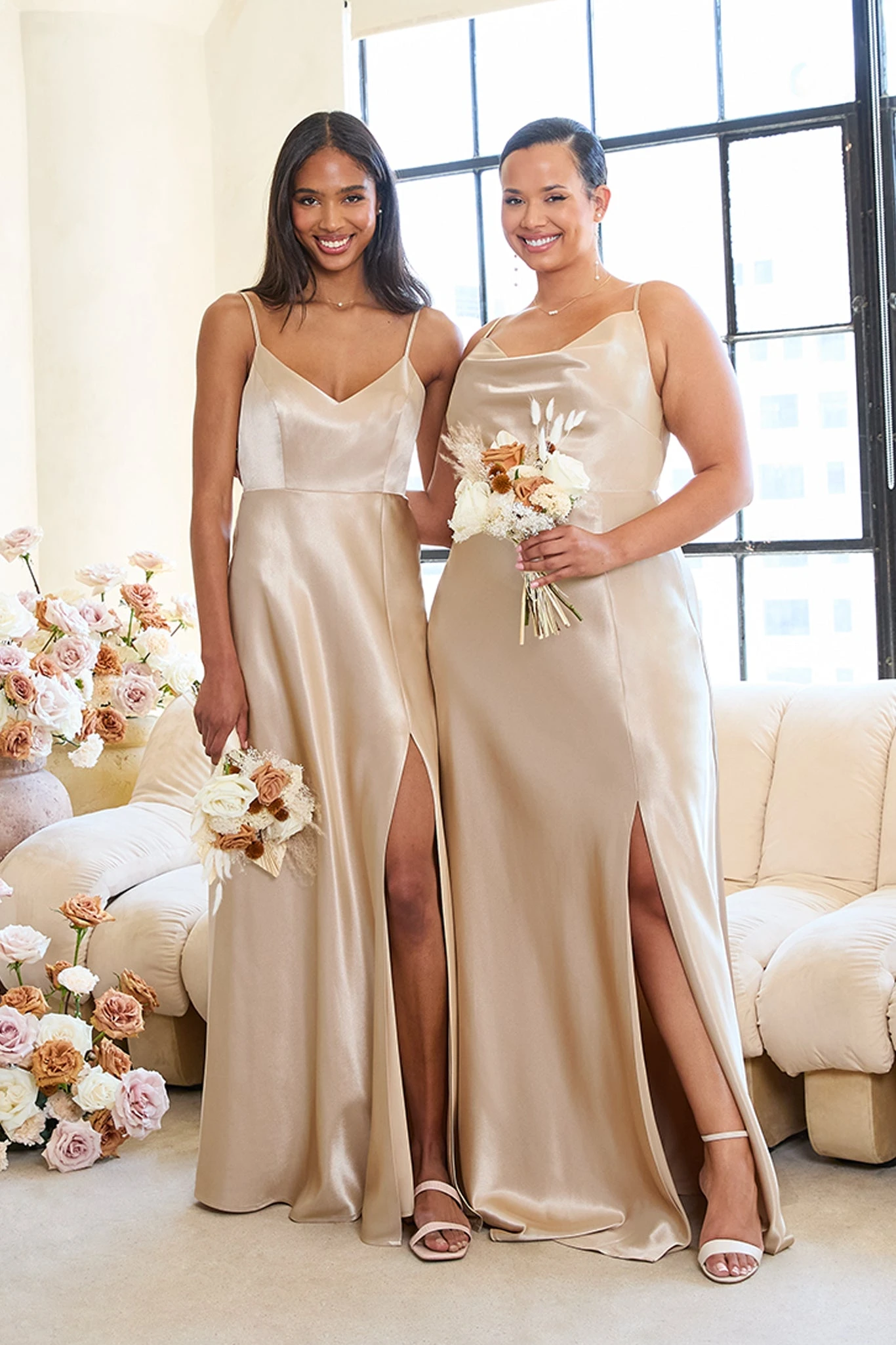Jay Shiny Satin Dress - Neutral Champagne 4 Jay Shiny Satin Dress - Neutral Champagne - Image 2