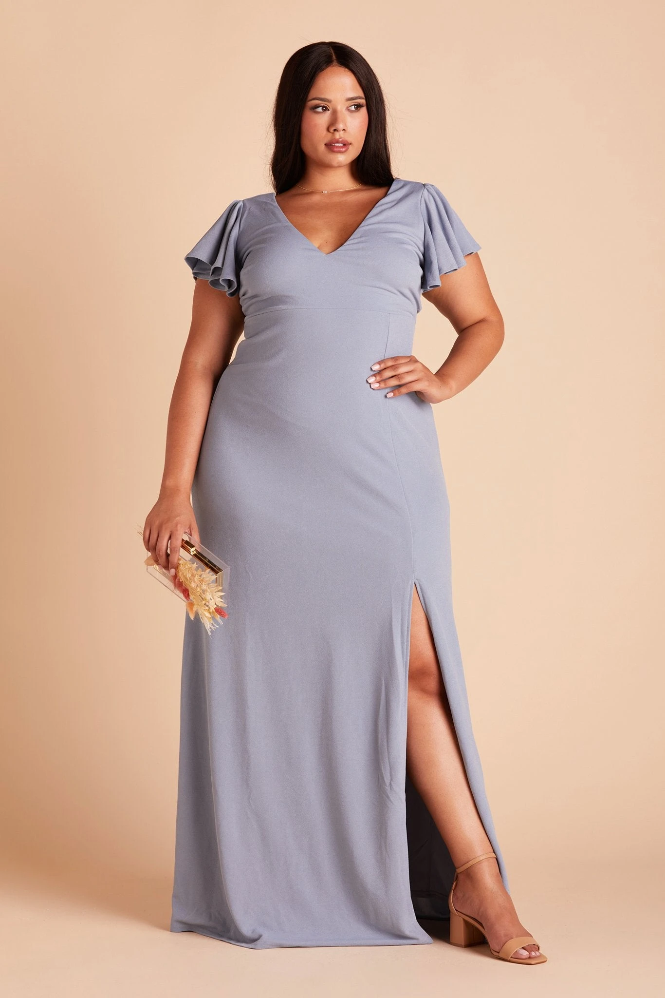 Hannah Crepe Dress - Dusty Blue 12 Hannah Crepe Dress - Dusty Blue - Image 10
