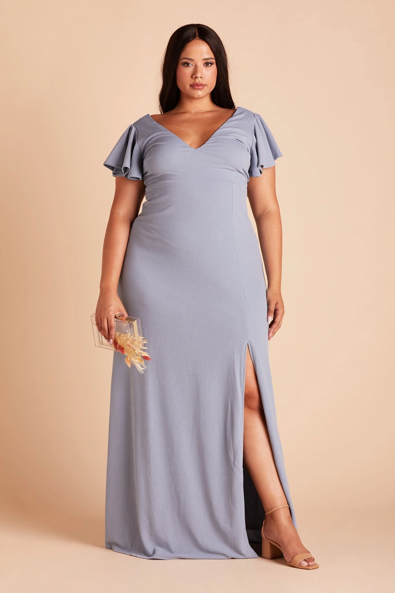 Hannah Crepe Dress - Dusty Blue 10 Hannah Crepe Dress - Dusty Blue - Image 8