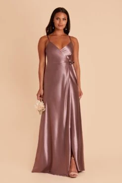 Cheap Plush Attire Store 12 Cindy Shiny Satin Dress - Dark Mauve