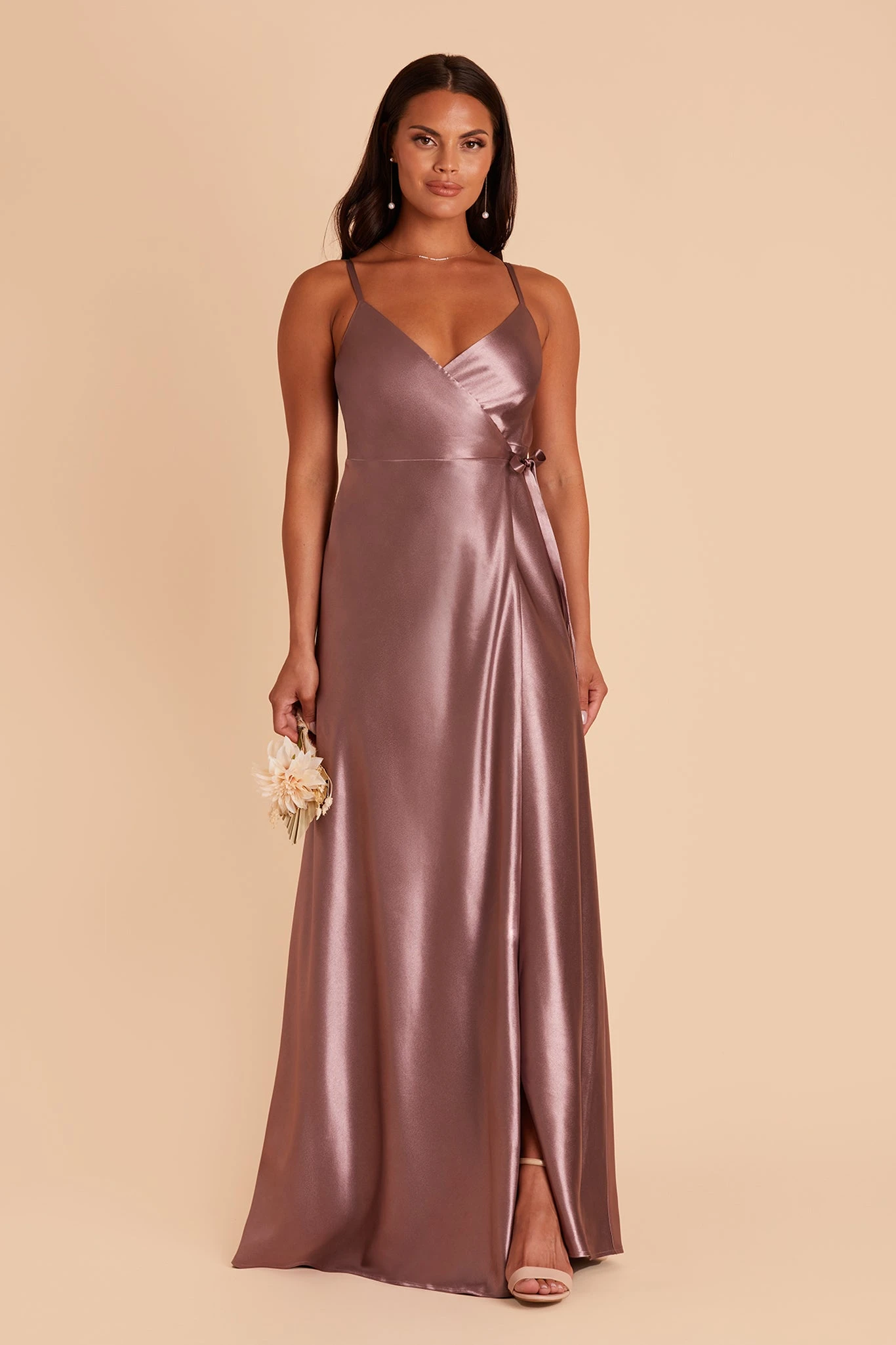 Cindy Shiny Satin Dress - Dark Mauve 3 Cindy Shiny Satin Dress - Dark Mauve