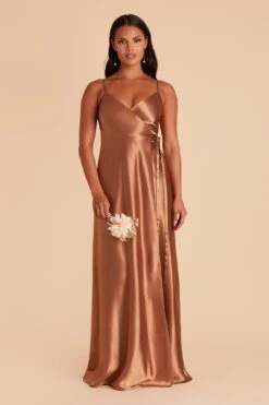 Cindy Shiny Satin Dress - Rust -Cheap Plush Attire Store BIRDY GREY CINDY SATIN BRIDESMAID DRESS RUST 02