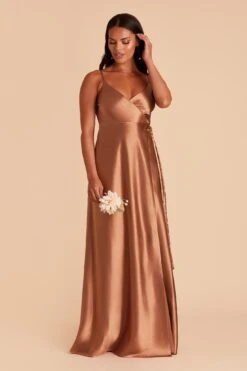 Cindy Shiny Satin Dress - Rust -Cheap Plush Attire Store BIRDY GREY CINDY SATIN BRIDESMAID DRESS RUST 03