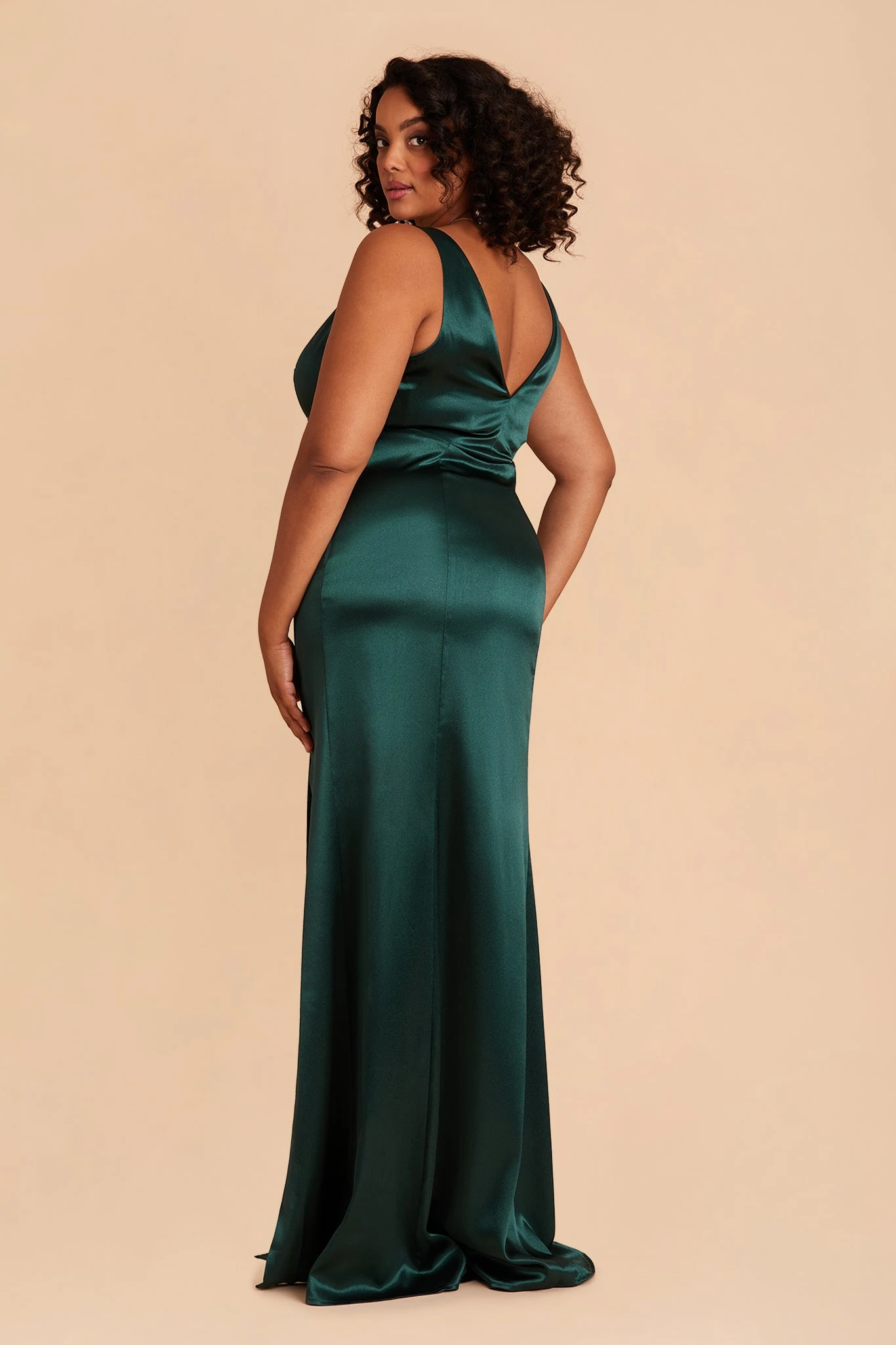Gloria Shiny Satin Dress - Emerald 11 Gloria Shiny Satin Dress - Emerald - Image 9