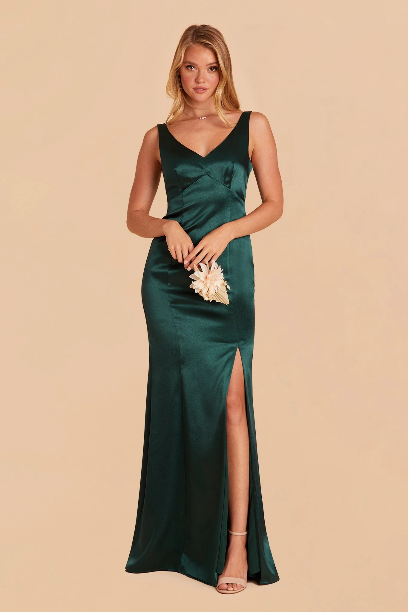 Gloria Shiny Satin Dress - Emerald 3 Gloria Shiny Satin Dress - Emerald