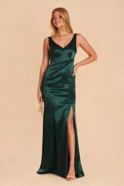 Gloria Shiny Satin Dress - Emerald 14 Gloria Shiny Satin Dress - Emerald -Cheap Plush Attire Store BIRDY GREY GLORIA SATIN BRIDESMAID DRESS EMERALD 02