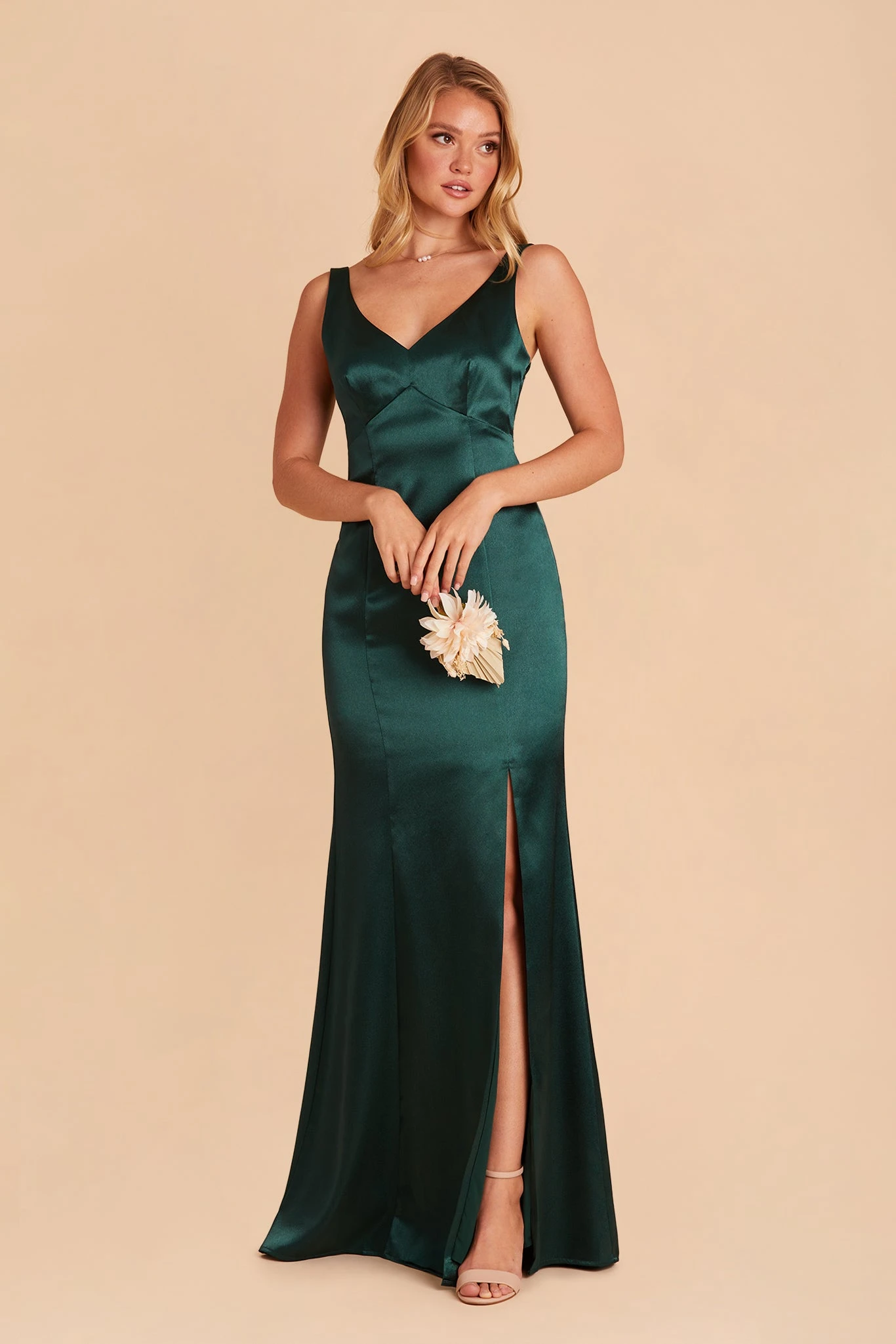 Gloria Shiny Satin Dress - Emerald 6 Gloria Shiny Satin Dress - Emerald - Image 4