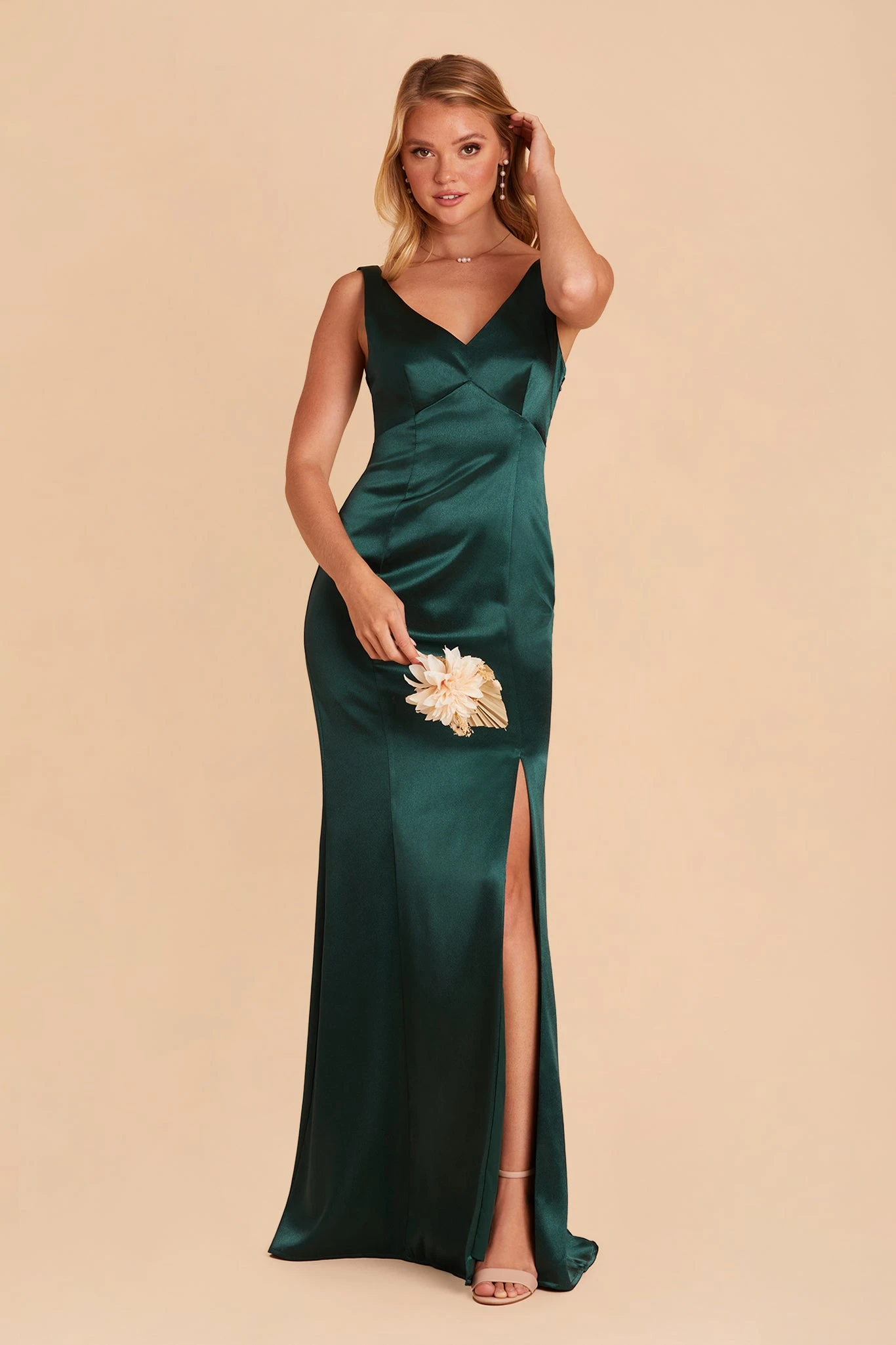 Gloria Shiny Satin Dress - Emerald 8 Gloria Shiny Satin Dress - Emerald - Image 6