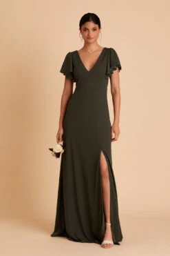 Hannah Crepe Dress - Olive 18 Hannah Crepe Dress - Olive -Cheap Plush Attire Store BIRDY GREY GRACE CONVERTIBLE BRIDESMAID DRESS OLIVE 01