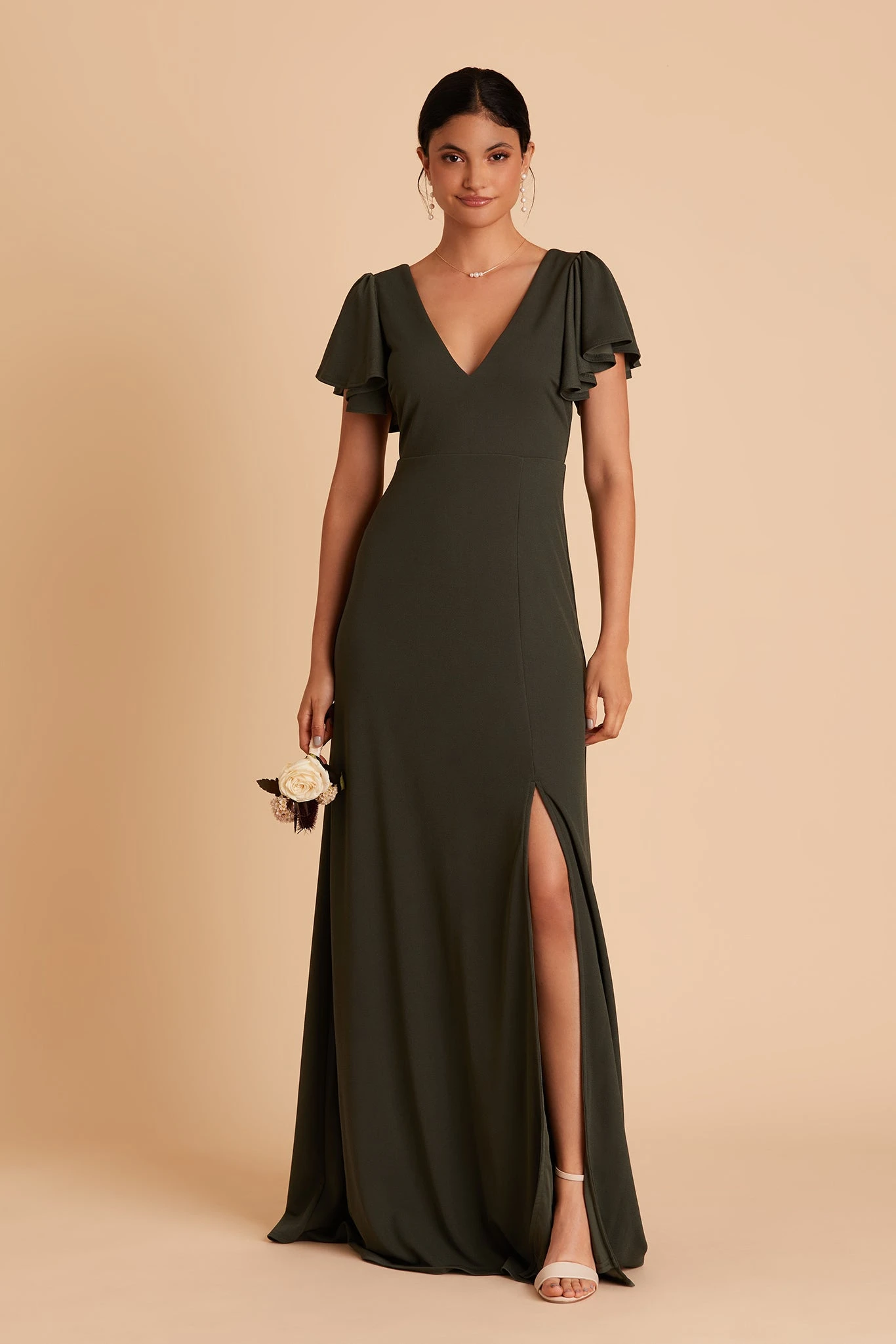 Hannah Crepe Dress - Olive 7 Hannah Crepe Dress - Olive - Image 5