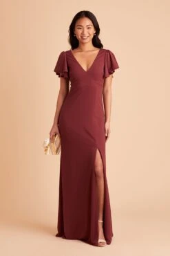 Hannah Crepe Dress - Rosewood -Cheap Plush Attire Store BIRDY GREY HANNAH BRIDESMAID DRESS ROSEWOOD 02