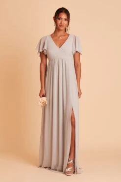 Hannah Empire Dress - Dove Gray -Cheap Plush Attire Store BIRDY GREY HANNAH MATERNITY BRIDESMAID DRESS DOVE GRAY 03