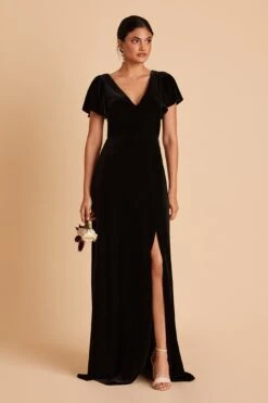 Hannah Velvet Dress - Black -Cheap Plush Attire Store BIRDY GREY HANNAH VELVET BRIDESMAID DRESS BLACK 02