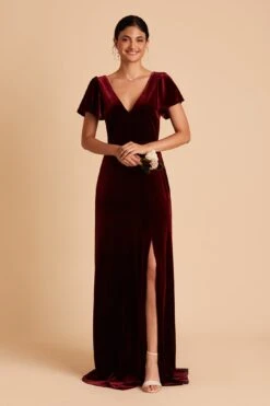 Hannah Velvet Dress - Cabernet -Cheap Plush Attire Store BIRDY GREY HANNAH VELVET BRIDESMAID DRESS CABERNET 02