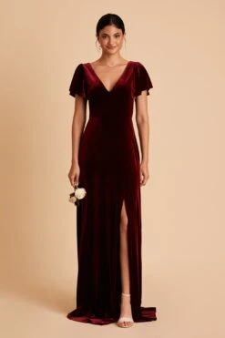 Hannah Velvet Dress - Cabernet -Cheap Plush Attire Store BIRDY GREY HANNAH VELVET BRIDESMAID DRESS CABERNET 03