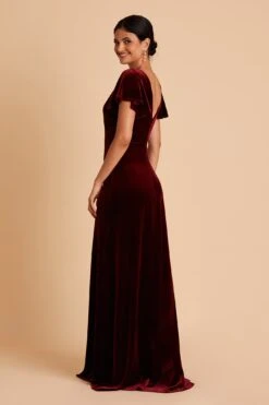 Hannah Velvet Dress - Cabernet -Cheap Plush Attire Store BIRDY GREY HANNAH VELVET BRIDESMAID DRESS CABERNET 06