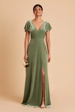 Hannah Velvet Dress - Dark Sage 21 Hannah Velvet Dress - Dark Sage -Cheap Plush Attire Store BIRDY GREY HANNAH VELVET BRIDESMAID DRESS DARK SAGE 02