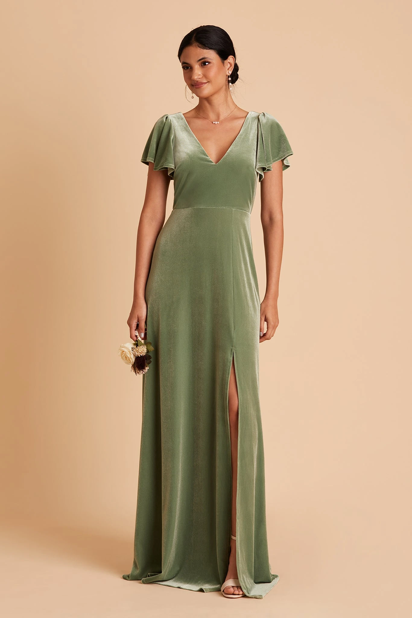 Hannah Velvet Dress - Dark Sage 6 Hannah Velvet Dress - Dark Sage - Image 4