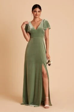 Hannah Velvet Dress - Dark Sage