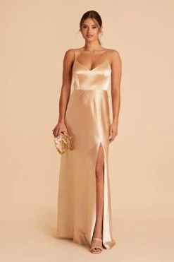 Jay Shiny Satin Dress - Gold