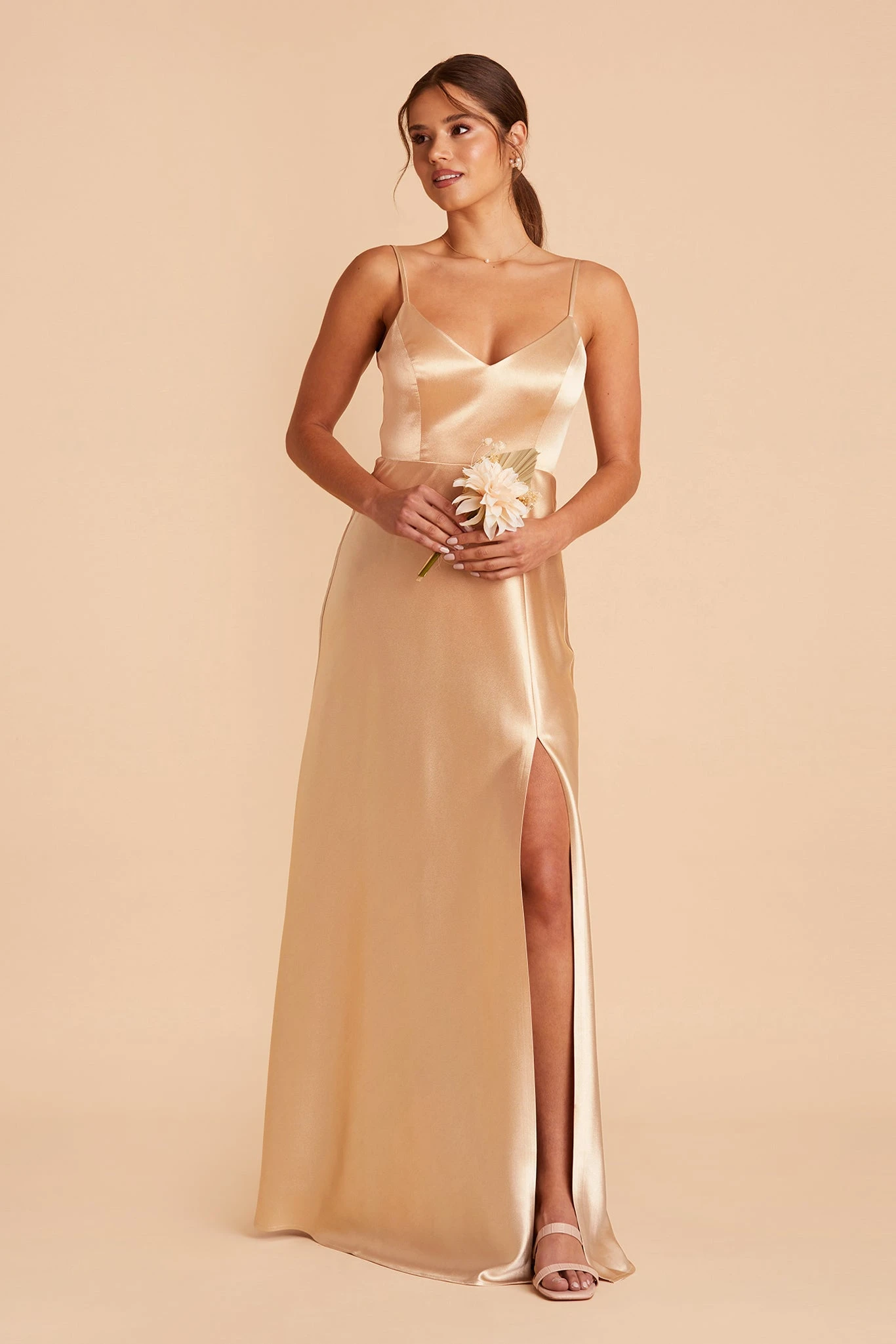 Jay Shiny Satin Dress - Gold 6 Jay Shiny Satin Dress - Gold - Image 4