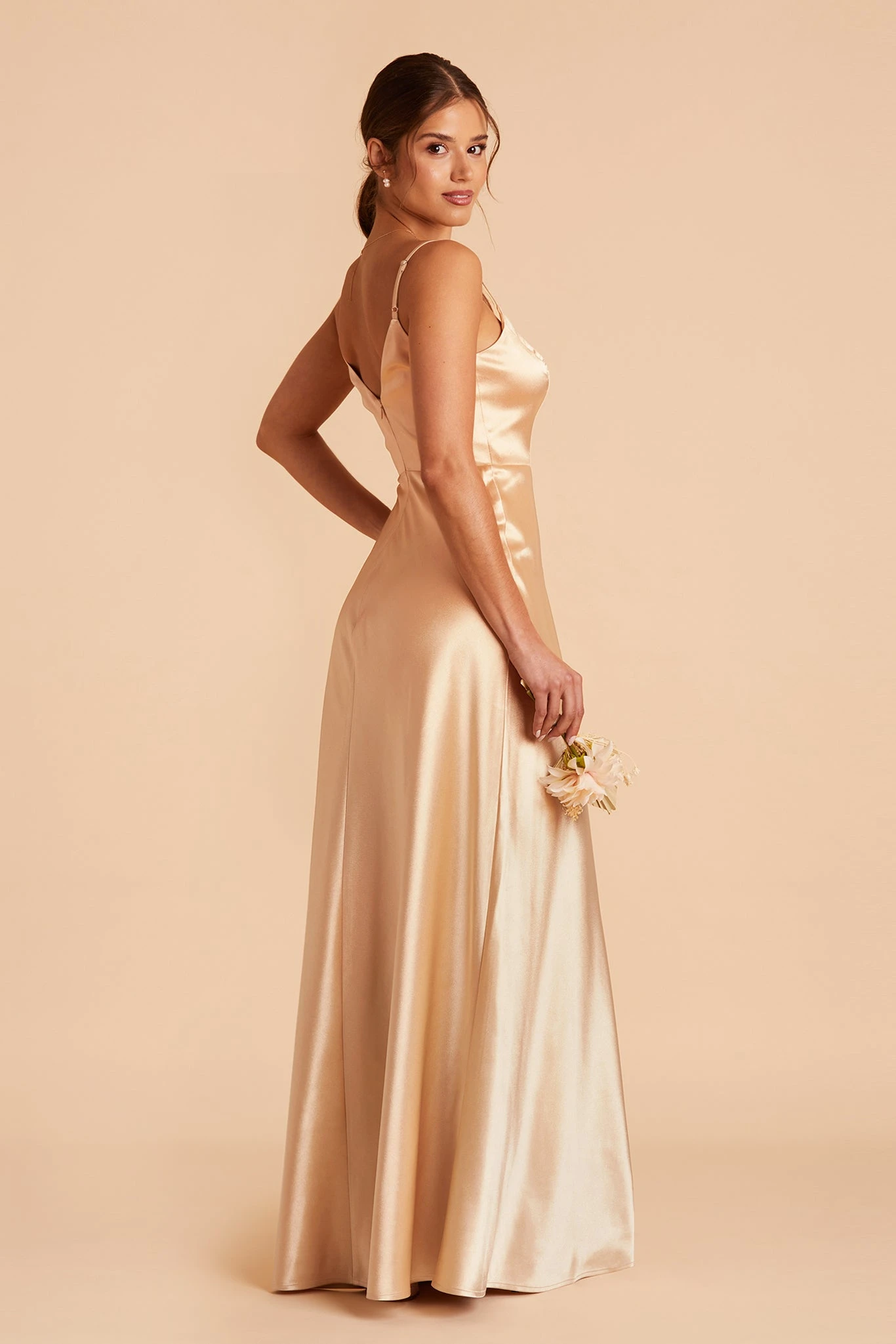Jay Shiny Satin Dress - Gold 9 Jay Shiny Satin Dress - Gold - Image 7
