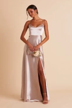 Jay Shiny Satin Dress - Taupe -Cheap Plush Attire Store BIRDY GREY JAY BRIDESMAID DRESS TAUPE 02