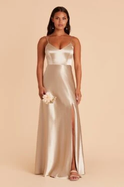 Jay Shiny Satin Dress - Neutral Champagne 17 Jay Shiny Satin Dress - Neutral Champagne -Cheap Plush Attire Store BIRDY GREY JAY SATIN BRIDESMAID DRESS NEUTRAL CHAMPAGNE 01