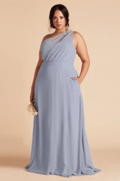 Kira Dress - Dusty Blue -Cheap Plush Attire Store BIRDY GREY KIRA BRIDESMAID DRESS CURVE DUSTY BLUE 02