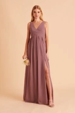 Laurie Empire Dress - Dark Mauve -Cheap Plush Attire Store BIRDY GREY LAURIE MATERNITY BRIDESMAID DRESS DARK MAUVE 01 1