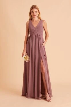 Laurie Empire Dress - Dark Mauve -Cheap Plush Attire Store BIRDY GREY LAURIE MATERNITY BRIDESMAID DRESS DARK MAUVE 04 1
