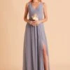 Laurie Empire Dress - Dusty Blue