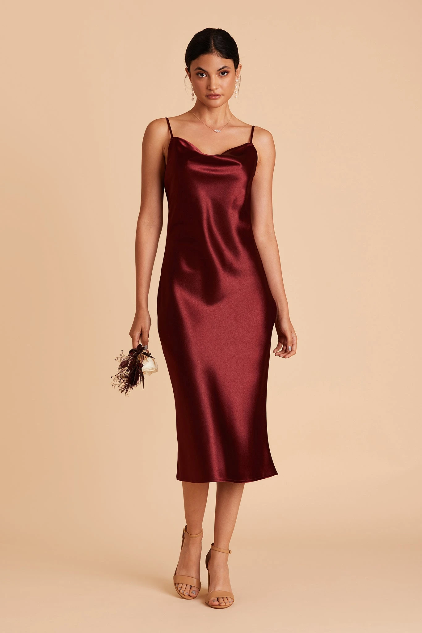 Lisa Shiny Satin Midi Dress - Cabernet 7 Lisa Shiny Satin Midi Dress - Cabernet - Image 5