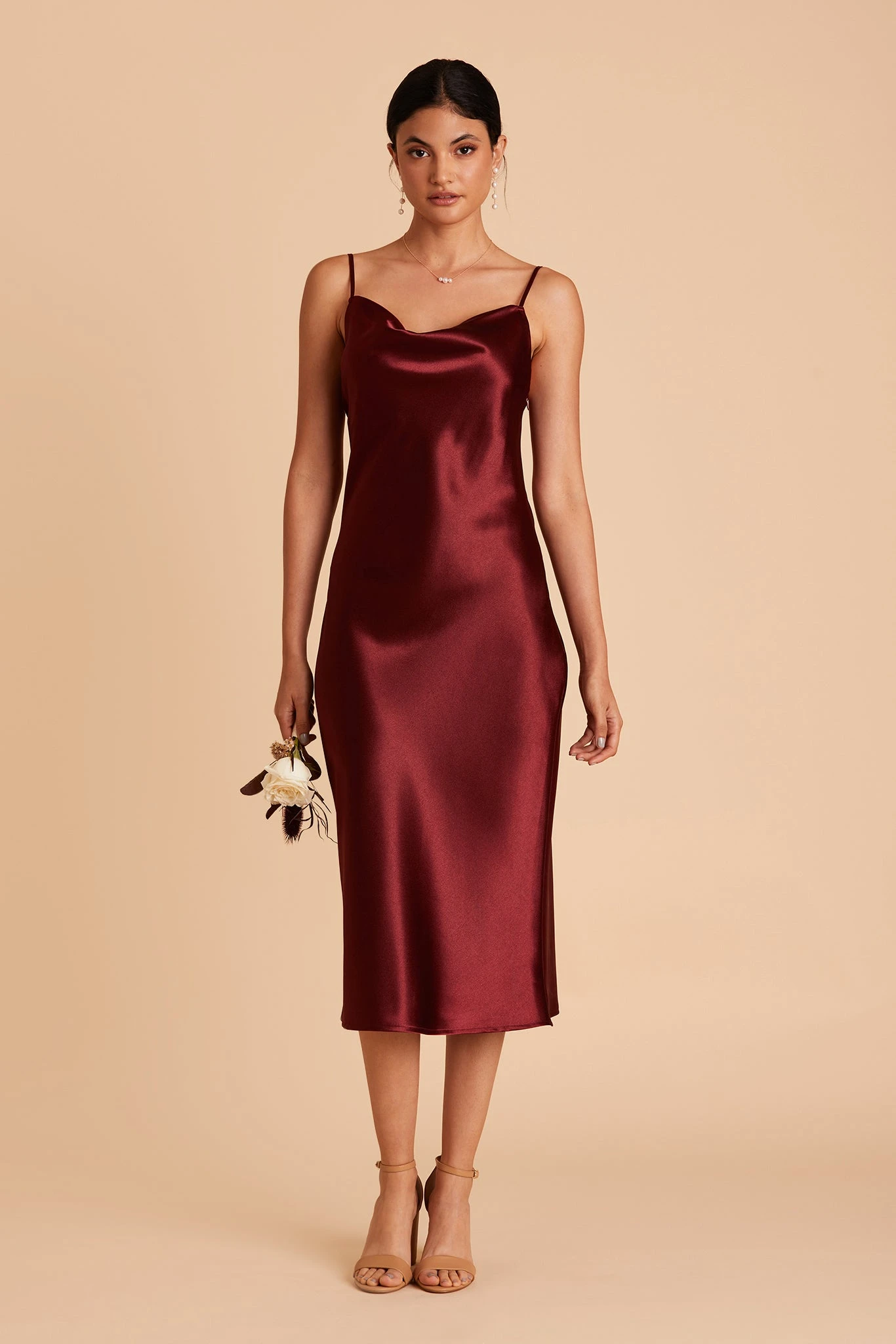 Lisa Shiny Satin Midi Dress - Cabernet 9 Lisa Shiny Satin Midi Dress - Cabernet - Image 7