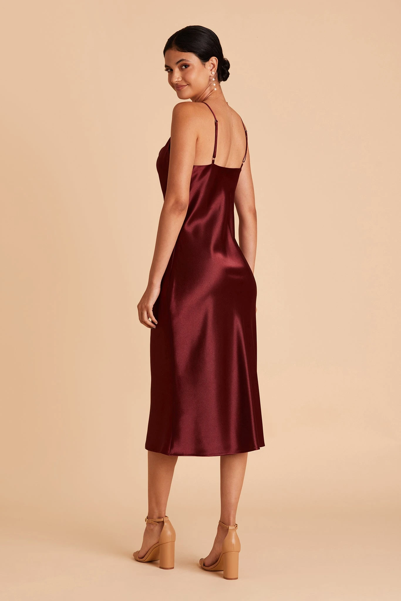 Lisa Shiny Satin Midi Dress - Cabernet 8 Lisa Shiny Satin Midi Dress - Cabernet - Image 6