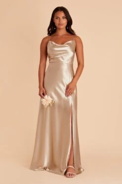 Lisa Long Shiny Satin Dress - Neutral Champagne 18 Lisa Long Shiny Satin Dress - Neutral Champagne -Cheap Plush Attire Store BIRDY GREY LISA LONG SATIN BRIDESMAID DRESS NEUTRAL CHAMPAGNE 01