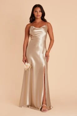 Lisa Long Shiny Satin Dress - Neutral Champagne 21 Lisa Long Shiny Satin Dress - Neutral Champagne -Cheap Plush Attire Store BIRDY GREY LISA LONG SATIN BRIDESMAID DRESS NEUTRAL CHAMPAGNE 02