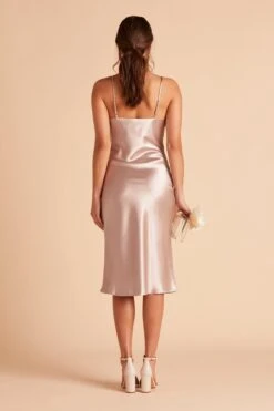 Lisa Shiny Satin Midi Dress - Taupe -Cheap Plush Attire Store BIRDY GREY LISA MIDI BRIDESMAID DRESS TAUPE 08