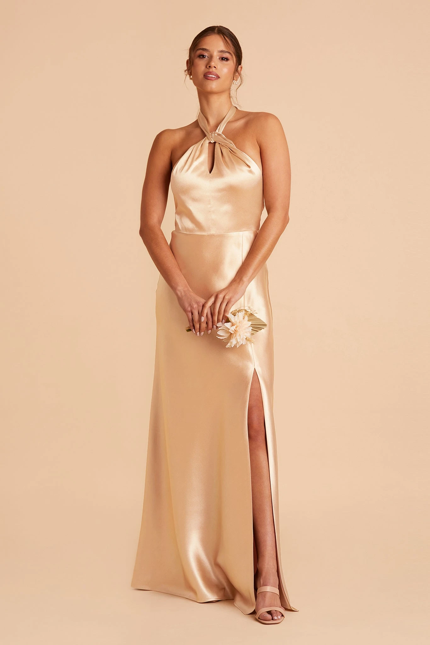 Monica Shiny Satin Dress - Gold 7 Monica Shiny Satin Dress - Gold - Image 5