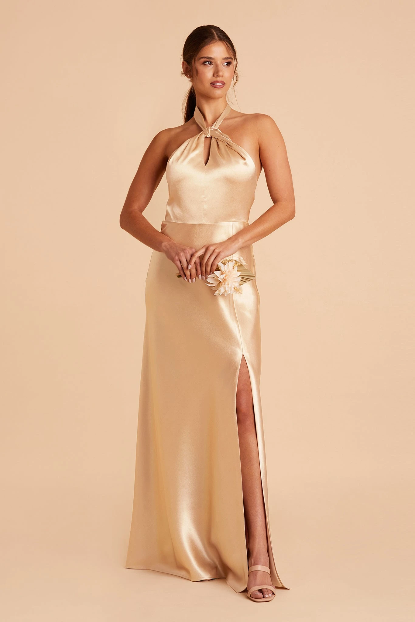 Monica Shiny Satin Dress - Gold 9 Monica Shiny Satin Dress - Gold - Image 7