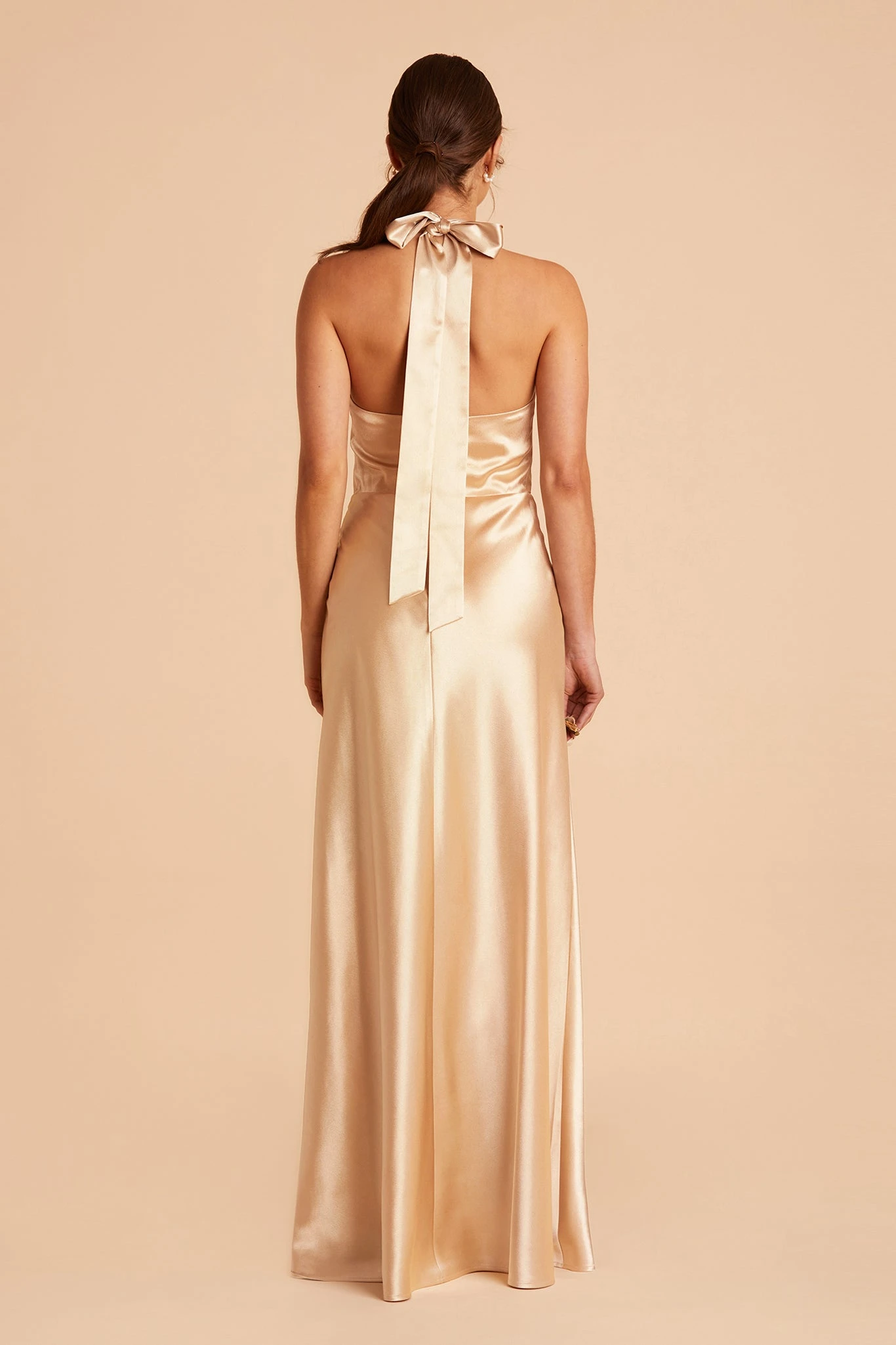 Monica Shiny Satin Dress - Gold 10 Monica Shiny Satin Dress - Gold - Image 8