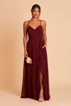 Theresa Chiffon Dress - Cabernet