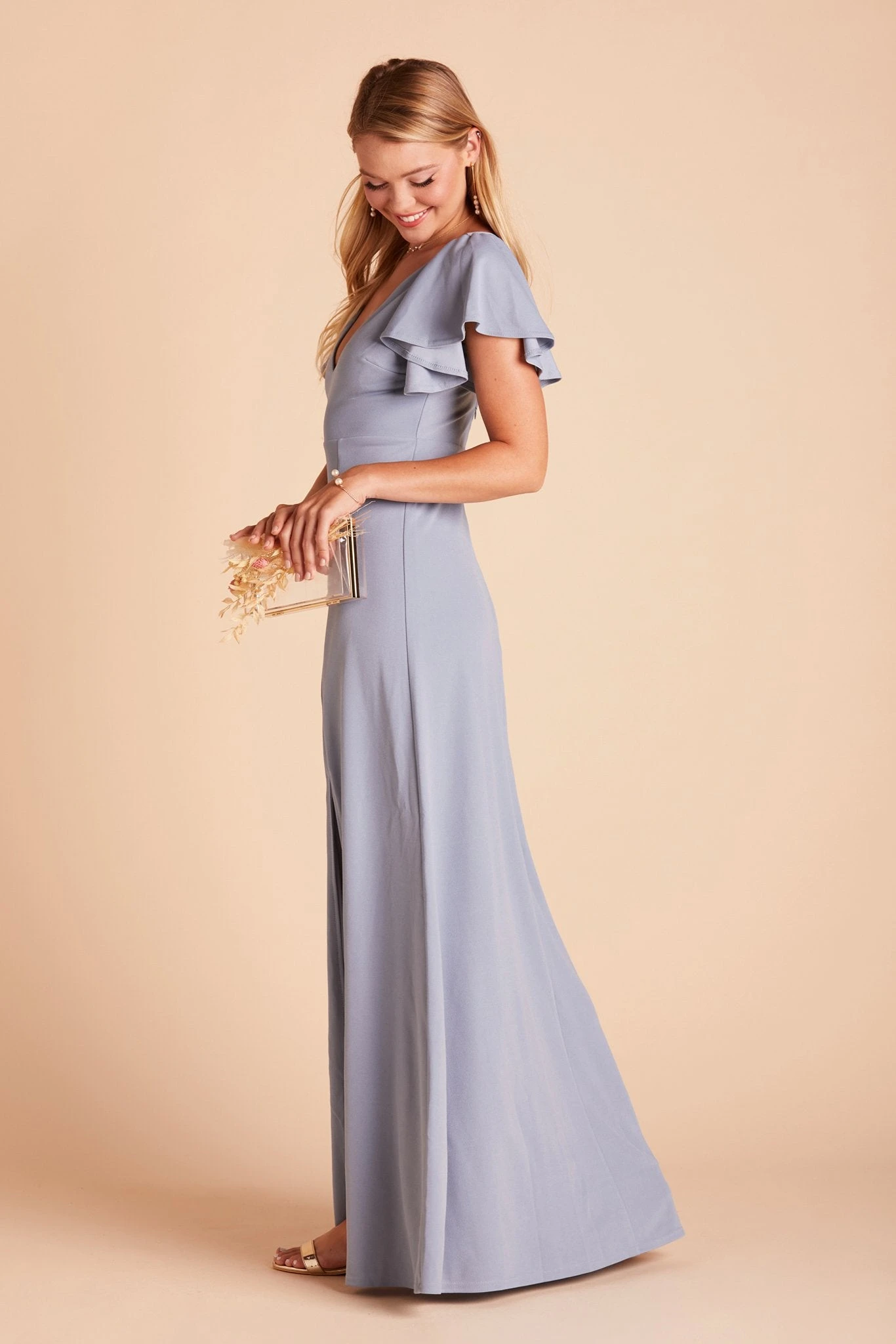 Hannah Crepe Dress - Dusty Blue 6 Hannah Crepe Dress - Dusty Blue - Image 4
