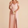 Spence Convertible Dress - Blush Pink -Cheap Plush Attire Store blush pink spence convertible slit bridesmaid dress 02