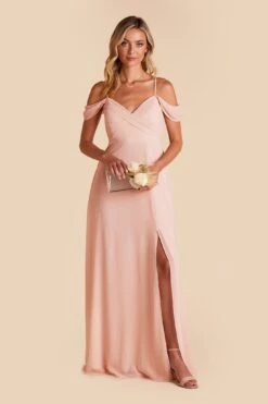 Spence Convertible Dress - Blush Pink -Cheap Plush Attire Store blush pink spence convertible slit bridesmaid dress 03