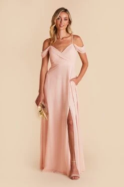 Spence Convertible Dress - Blush Pink -Cheap Plush Attire Store blush pink spence convertible slit bridesmaid dress 04