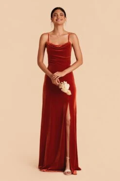 Ash Velvet Dress - Burnt Orange -Cheap Plush Attire Store burnt orange ash convertible bridesmaid dress 03