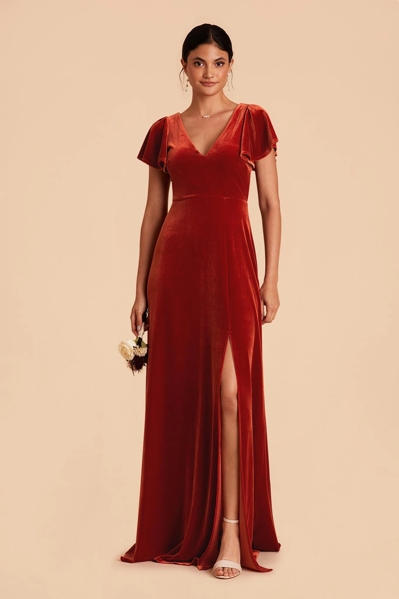 Hannah Velvet Dress - Burnt Orange 5 Hannah Velvet Dress - Burnt Orange - Image 3