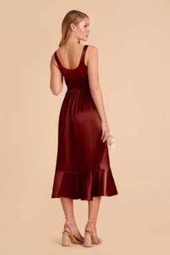 Eugenia Shiny Satin Convertible Midi Dress - Cabernet -Cheap Plush Attire Store cabernet eugenia convertible satin bridesmaid dress 05