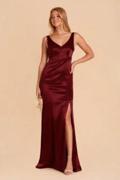 Gloria Shiny Satin Dress - Cabernet 13 Gloria Shiny Satin Dress - Cabernet -Cheap Plush Attire Store cabernet gloria satin bridesmaid dress 01